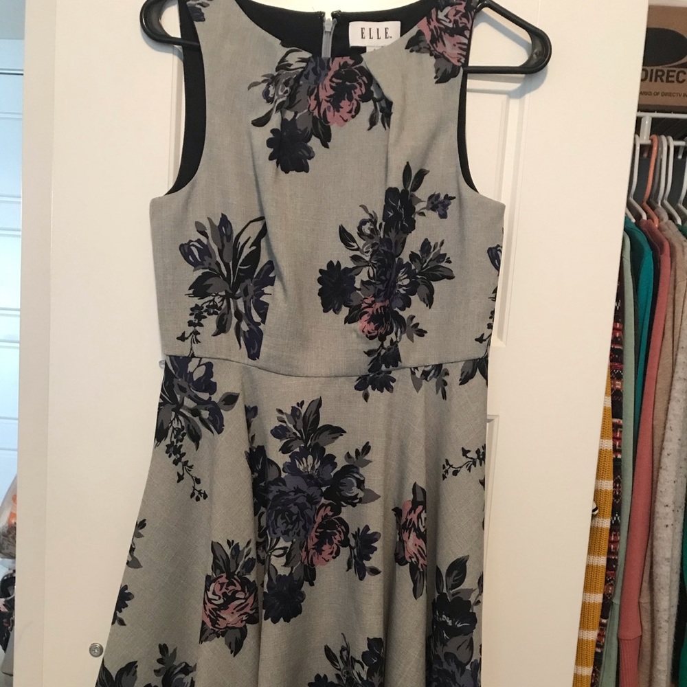 Gray floral print dress